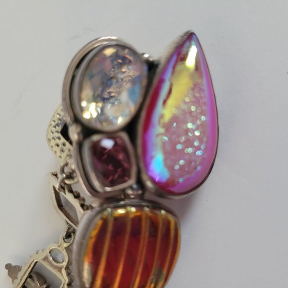 Handcrafted AKR Amy Kahn Russell Sterling Silver Multicolor Gemstone Bracelet - Picture 4 of 8